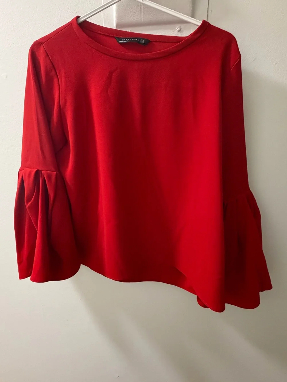 Zara Woman Red Bell Sleeve Blouse Size Small